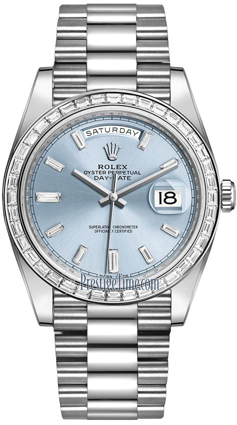 rolex day date platinum baguette